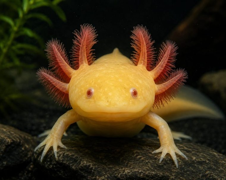 Golden Albino Axolotl (Ambystoma mexicanum)